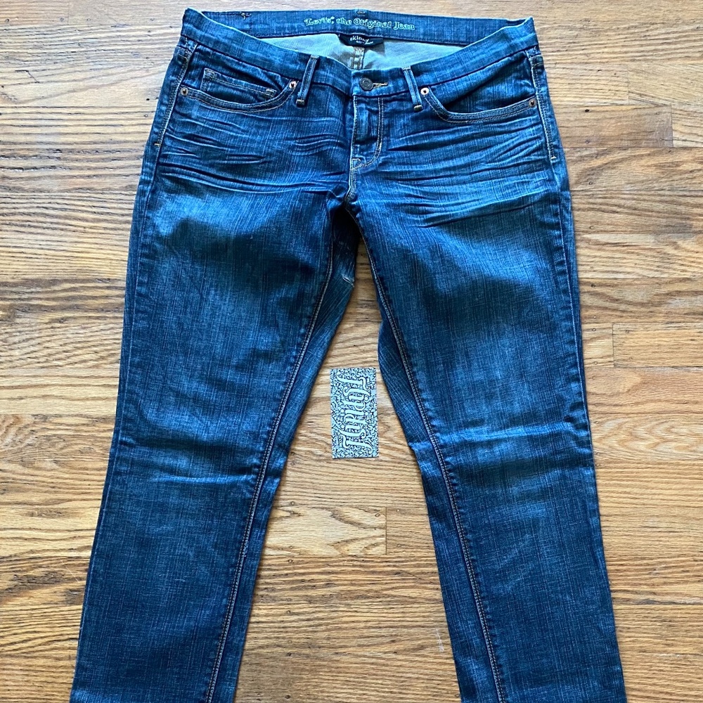 LEVIS SKINNY 421 JEANS DENIM BLUE PANTS 7 MEDIUM